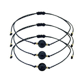 Libela Juego de 3 Pulseras Obsidiana Natural en Hilo Encerado Ajustable